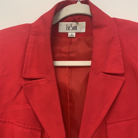 Le Suit Red Linen combo jacket size 12 - Picture 2 of 7